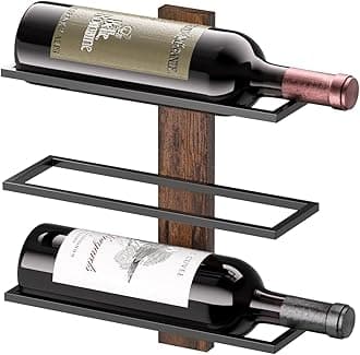 B4Life Wall Mounted Wine Rack for 3 Bottles Hanging Wine Holder for Kitchen Dining Room and Home Bar Rustic Wine Wall Decor