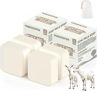Goats Milk Bar Soap, Natural Face&Body Bath Moisturizing Soap Bar, Gentle on Sensitive Skin Formula, For All Skin Types Men&Women, 2pack*2