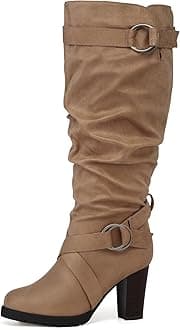 mysoftWomen's Wide/Extra Wide Calf Knee High Boots Fashion Chunky Block Heel Pull On Winter Boots with Side Zippers