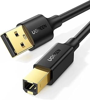 UGREEN USB A to USB B Printer Cable 5ft - High-Speed for HP, Canon, Brother, Samsung, Dell, Epson, Lexmark, Xerox, and More