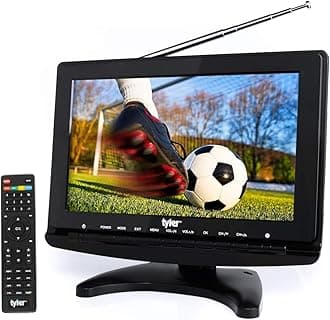 TTV706 10” Portable Widescreen 1080P LCD TV with Detachable Antennas, HDMI, USB, RCA, FM Radio, Built in Digital Tuner, AV Inputs, AC/DC, (3) Antennas, and Remote Control