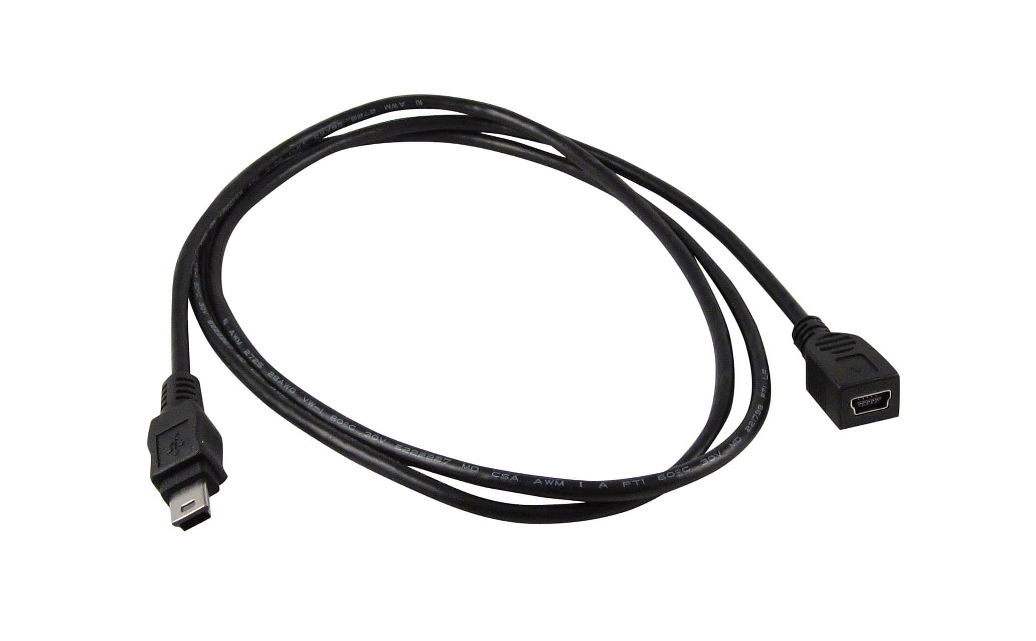 YCS basics Black USB 2.0 USB Mini B Male 5 Pin to USB Mini B Female 5 Pin Charging Cable 03 Ft Black U2GH3-B