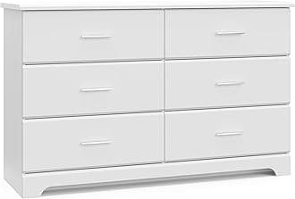 Storkcraft Brookside 6 Drawer Double Dresser (White) – GREENGUARD Gold Certified, Dresser For Nursery, Kids, Chest Of Drawers