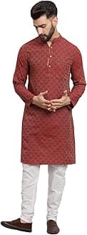 Men's Cotton Regular Striped Knee Lenght Kurta Full Sleeves