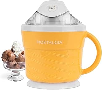 Nostalgia 1.5-Pint Electric Ice Cream Maker, No Salt Needed, Chute for Mixes and Custom Ingredients, Cone Design, Tan