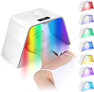 LED Face Light Therapy Mask, Hydrafacial Spray Red Light Therapy Mask, 7 Colors and Cycle Color LED Face Mask, Foldable LED Mask for Skincare