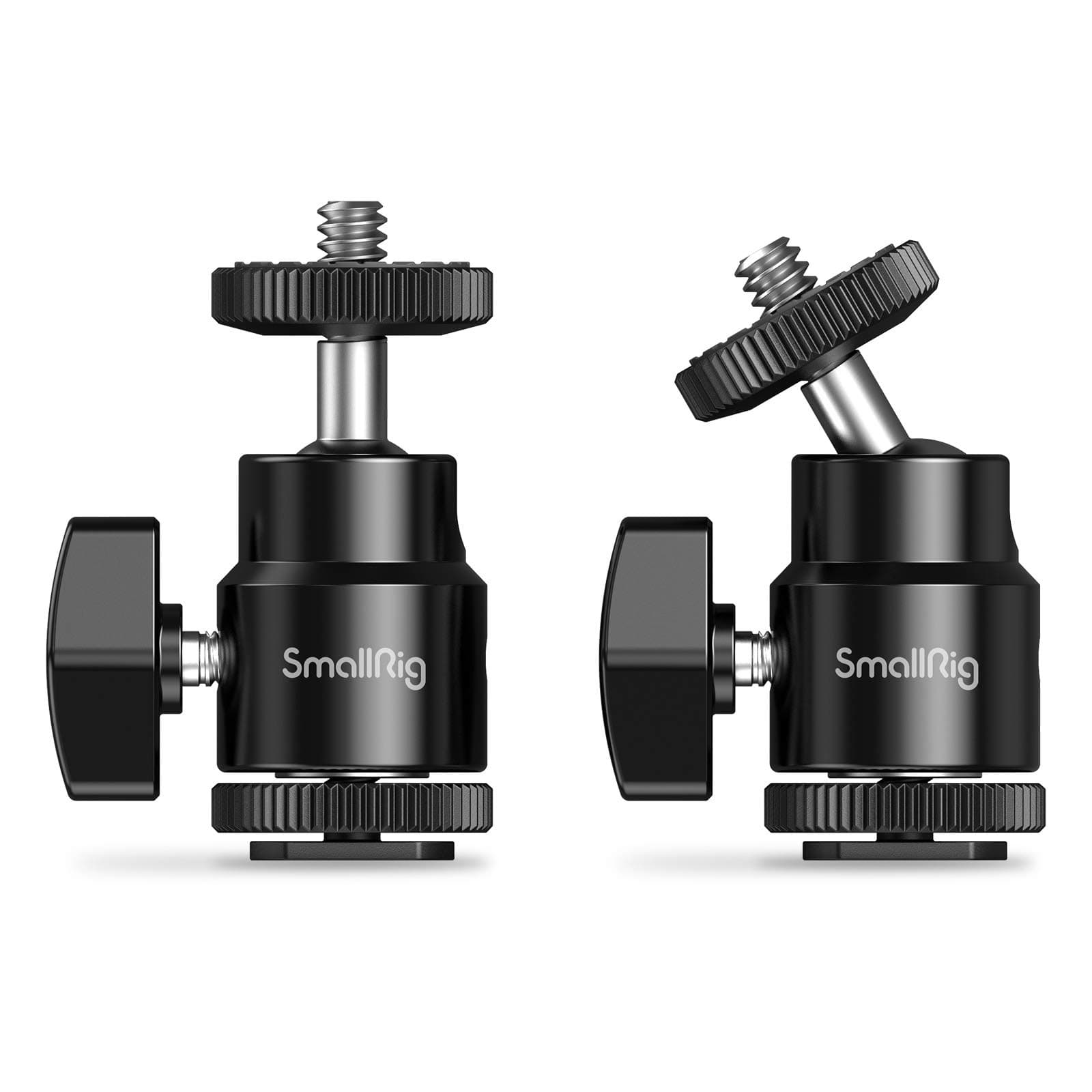 SmallRig 1/4" Camera Hot Shoe Mount, Ballhead Tripod with Additional 1/4" Screw, 2pcs Pack - 2059