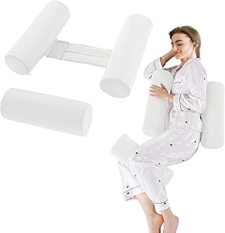 HOMBYS Body Positional Pillow with Knee Pillow Set for Side Sleeper, Memory Foam Supportive Trainer for Sleeping on Side, Roll Cylinder Pillow for Better Sleep Breathing, White