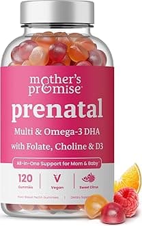 Prenatal Vitamin Gummies with DHA | Vegan Prenatal Vitamins for Women with Omega 3, Methylfolate, Choline & D3, Pregnancy Vitamins for Fetal Development | Gummy Multivitamin Supplement, 120 Count
