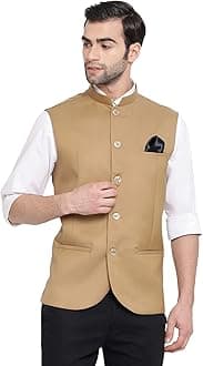 Men's Cotton Silk Nehru Jacket – with Mandarin Collar, Perfect For Ethnic Occasions, Weddings & Celebrations