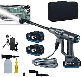 Portable Cordless Pressure Washer 2900 PSI Brushless Grey Powerwasher with 2×4.0Ah Battery&Charger, Power Level Power Washer for Cars, Yard