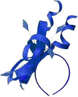 CapriliteSinamay Headband Swirl Fascinator For Women Wedding Ascot Races (Royal Blue)