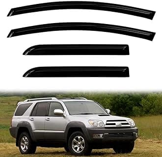 4PC Rain Guards for 2003-2009 Toyota 4Runner Window Visors for 03-09 4Runner Deflectors Sun Shades Vent Tape On Out Channel