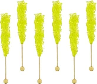 Fruidles Rock Candy Lollipops Suckers, Color and Flavor Assortment, Individually Wrapped, 6.5" (Pineapple, 6-Pack)