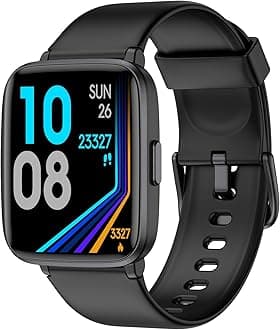 Fitness Tracker Watch with Heart Rate Monitor, Large Screen Activity Tracker with Pedometer, Sleep Monitor, Calories & Step Counter, 5ATM Waterproof Smart Watch for Women Men Fitness Watch for Sports