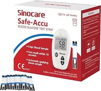Sinocare 50PCS Safe Accu Blood Sugar Test Strips, only for Sinocare Safe Accu Glucose Monitor, only 50PCS Safe Accu Diabetes Testing Strips, NO LANS. & GLUCOMETER