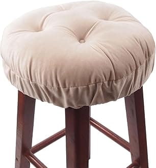 Augld Bar Stool Cushion Soft Velvet Padded Round Stool Cover 12" Velvet Beige