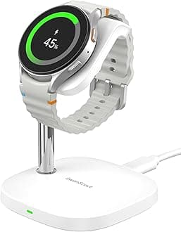 – Charging Stand for Samsung Galaxy Watch, Fast Charging for Samsung Galaxy Watch Ultra(2025)/8/8 Classic/ 7/Ultra/6/6 Classic/5/5 Pro/4/3/Active 2, SwanScout 505S (White)