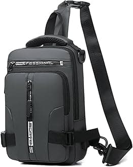 Crossbody Sling Bag, VUCATIN Body Chest Shoulder Bag for Men Women Casual Shoulder Backpack Bag, Waterproof Leather Chest Casual Daypack with Usb Charging Port for Travel Hiking