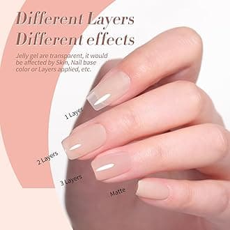 BORN PRETTY Jelly Gel Nail Polish Set, 6 Colours Pink Nude Neutral Sheer Translucent Soak off U V Gel Polish DIY Manicure Design Gift for Women Girls