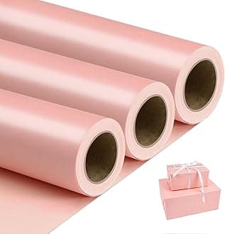 Pink Matte Wrapping Paper,Solid Color Pearly-Lustre Paper-3 Roll,17 Inches X 32.8 Feet Per roll.Gift Wrapping Paper,Perfect for Wedding,Valentine's Day,Birthday, Christmas,Baby Shower.