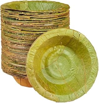Healthy Edible's | Disposable | Siali Leaf Dessert Bowl (with Corrugated Sheets) | Small | 4.5 inch | Set of 50 | (Green)