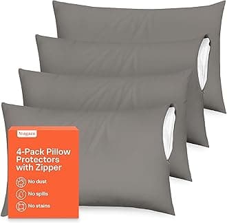 Niagara 4 Pack of Pillow Protectors with Zipper Standard Size, Effective Dust Protection, Quiet, Stay in Place Pillow Covers, Breathable Case for Pillow Lifespan Extension 20x26, Gray
