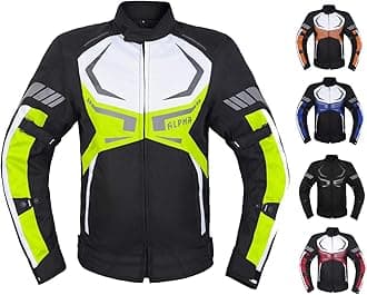 MOTORCYCLE JACKET MENS CE ARMORED BIKERS RIDING RACING WATERPROOF ALL SEASON JACKET (GREEN, SMALL)