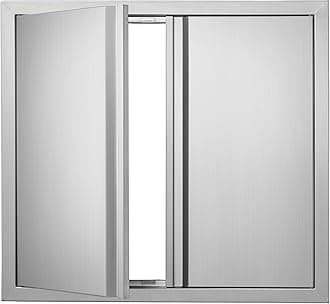 - VEVOR BBQ Double Outdoor Kitchen Door, 26W x 24H Inch, Stainless Steel Flush Mount, Vertical Wall Door with Recessed Handles, for Grilling Station