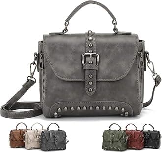 SegaterSegater Women Vintage Rivet Saddle Shoulder Bag Crossbody Bag Sling Bag Satchel