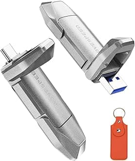 MOVE SPEED4TB USB C Flash Drive, 1088MB/s Read Speed, Dual Interface USB 3.2 Gen2+Type C SSD Drive with Keychain Leather Case Thumb Drive for iPhone 15 Series/MacBook/Android Phone etc