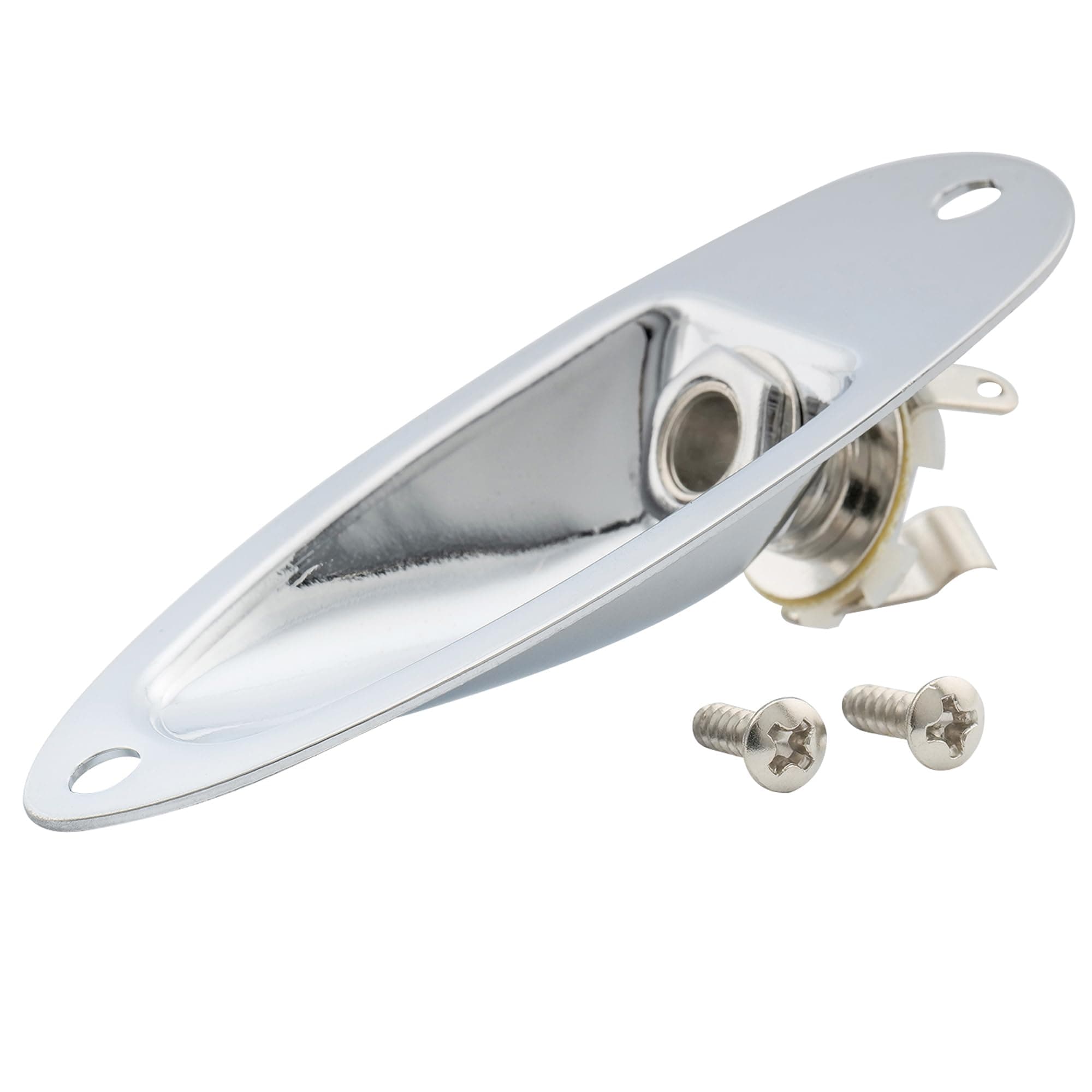 1/4 Inch Boat Loaded Guitar Input Jack Socket Plate Output Jack for Fender Stratocaster Strat ST Electric Guitar Replacement, Chrome