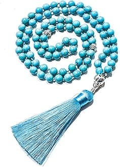 Tasbih Prayer Beads Allah & Muhammad Islamic Prayer Rosary Muslim Islam Misbaha Tasbeeh Sibha 99 Necklace (8mm Blue Turquoise 99 beads)