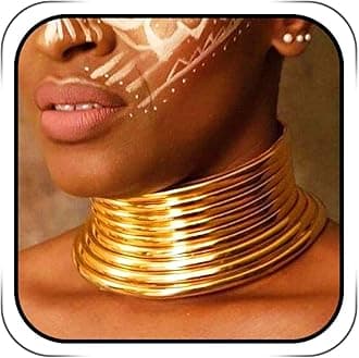 Fstrend African National Choker Collars Gold Leather Chunky Punk Necklace Gothic Statement Necklaces for Women