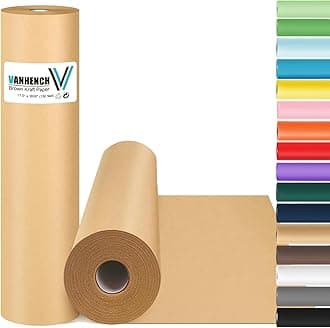 Vanhench Brown Wrapping Paper 17.5"x 1800"(150') for Craft Kraft Gift Wrapping Bulletin Board Arts Bouquet Flower Table Covering Poster Packing Shipping Moving Supplies 65GSM 45LB