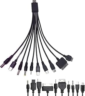 10 in 1 Universal Multi Chargers for All Devices, Universal Phone Chargers for All Phones, 10 in 1 USB Cable Multiple Charging Cable for Cell Phones, Earphones, Speakers (Black)