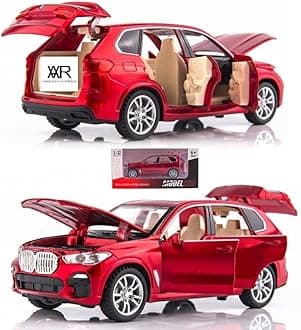 1:32 BMW X5 Toy Car Metal Pull Back Diecast Car with Openable Door and Sound Light, Gifts Toys for Kids【 Multicolor 】