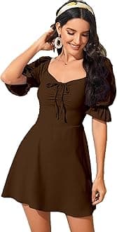 Aahwan Women's & Girls' Black Solid Ruched Detail A-line Mini Dress