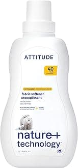 ATTITUDE Liquid Fabric Softener, Plant-Based & Vegan, HE Compatible, Naturally Derived, Citrus Zest Scent, 40 Loads, 33.8 Fl Oz