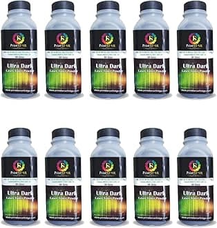 Print Star Ultra Dark Toner Powder Compatible with HP 88A, 78A, 36A, 83A, 35A, 85A and Canon 925, 328, 326, 337 Toner Cartridges | High-Yield Rich Black Printing | Easy Refill Pack of 10 (80 g Each)
