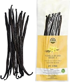 12 Plump Tahitian Vanilla Beans for Making Vanilla Extract, Grade A, From Papua, Perfect Homemade Extract, baking and cooking (12 BEANS)