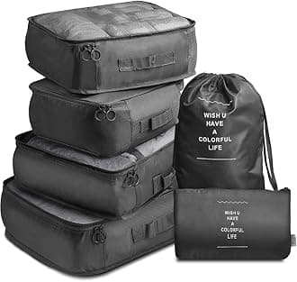 Travel Packing Cubes, VAGREEZ Lightweight Luggage Organizers Bags Set for Carry on Suitcase(Black)