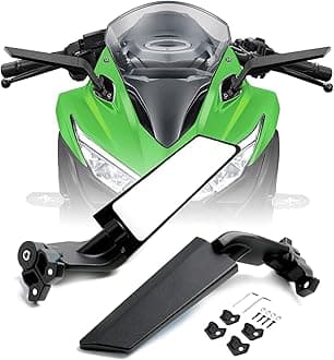 PACEWALKER Motorcycle Adjustable Aluminum Rearview Mirror Wind Wing Mirror Compatible with 2018-2022 KAWASAKI Ninja 400 650 ZX10R ZX6R ZX-636 Honda Suzuki