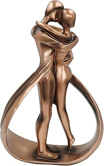 Aoneky Wedding Anniversary Couple Figurines - Romantic Sculpture for Valentine's Christmas Day - Copper Ornaments for The Home Living Room for Women Men