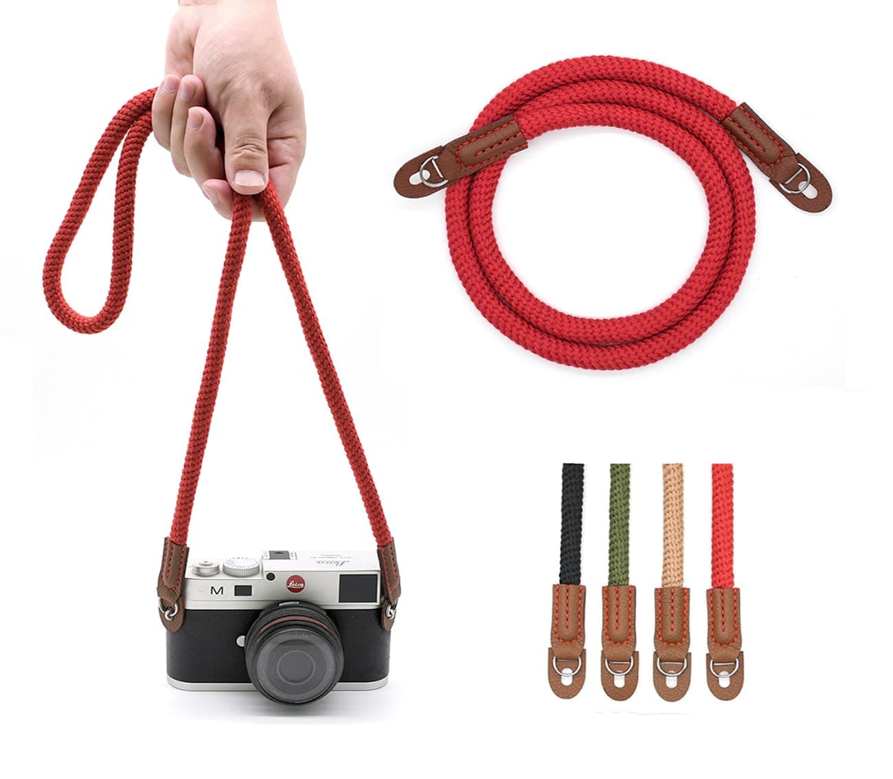 Camera Rope Strap 100cm Soft Cotton Camera Strap Vintage Neck Shoulder Belt Strap for Mirrorless and DSLR Camera. (Red)