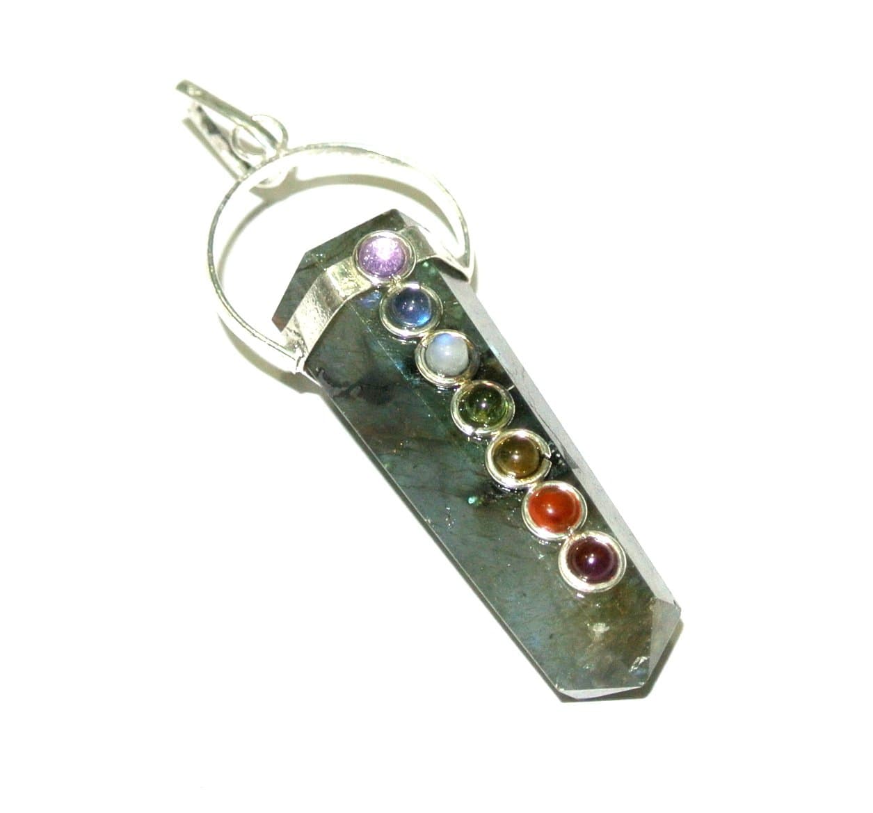 Labradorite 7 Chakra Double Point Reiki Healing Pendent