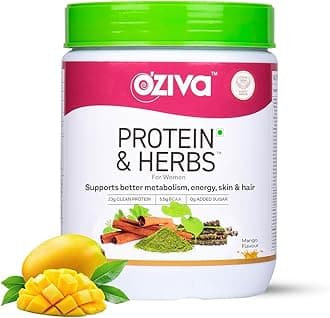 OZiva Protein & Herbs For Women, Mango 500G Natural Protein Powder For Weight Control, Better Metabolism & Hormonal Balance, 23G Whey Protein, Ayurvedic Herbs, Certified Clean
