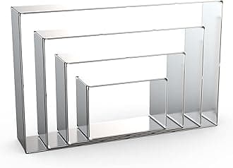 Rectangle Cookie Cutter Set Large - 5 Inch, 4 Inch, 3 Inch, 2 Inch - Geometric Frame Plaque Cookie Cutters Shapes Biscuit Molds - Stainless Steel