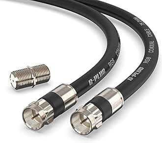 G-PLUG 15FT RG6 Coaxial Cable Connectors Set- High-Speed Internet, Broadband and Digital TV Aerial, Satellite Sky Cable Extension - Weather-Sealed Double Rubber O-Ring and Compression Connectors Black