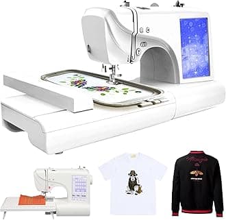 Computerized Sewing & Embroidery Machine for Home, 132 Stitches, 398 Built-In Designs, USB Transfer, 11 Language Switching, 7'' Digital Screen Embroidery Machine for Beginners